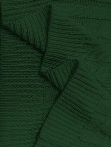 SHEIN LUNE 秋冬休闲纯色灯笼袖毛衣 - 綠色 - 查看 7