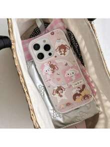 1 st. 2-i-1 trådlöst magnetiskt adsorptionsskal med rosa hjärta och dessertkanindesign, lämplig för 17 Pro Max/16 Pro Max/15 Pro Max/14 Pro/13, trendigt telefonskal för kvinnor, höstdekor, juldekorationer pojkarryggsäck, Halloween, ryggsäck skola. Genomskinlig ryggsäck, skola, Halloweenkostym. - Multifärgad - Visa 5