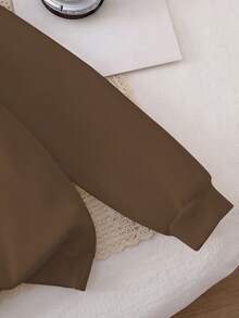 SHEIN 女童可爱卡通耷拉耳朵蓝色兔子印花圆领卫衣，秋冬季 - 彩色 - 查看 3