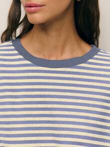 Nöista Relaxed-Fit Striped Crew-Neck Tee For Women, Offering A Versatile And Casual Option For Everyday Winter Outfits, Perfect For Effortless Layering, Polished Off-Duty Looks, Festive Christmas Styling And Easy New Year Ensembles. - Blue - View 3