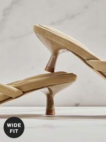 SHUZIA Giày cao gót đế thấp dáng rộng cho nữ, kiểu dáng thanh lịch, thoải mái, gợi cảm, sang trọng, thích hợp cho dịp Giáng sinh. - Màu be - Xem 6