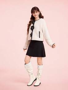 CUCCOO DOLLMOD 女式复古过膝长靴，圆头修身高筒马靴 - 米色 - 查看 6