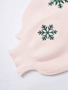 ROMWE 女士可爱驯鹿和雪花刺绣毛衣，圣诞节 - 淺粉色 - 查看 3