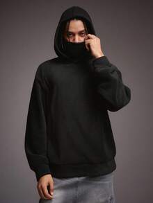 STYNVO 男士休闲简约黑色长袖连帽卫衣 - 黑色 - 查看 4