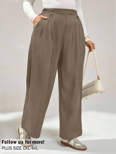 Auralis 大码女装秋冬时尚休闲宽松舒适日常基本百搭修身深蓝色松紧腰阔腿裤，女式下装，工作裤，秋季服装，宽松裤