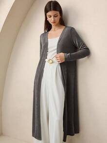 BizChic Women's Long Front Open Cardigan, Urban Chic Commuter Business Casual, Autumn/Winter