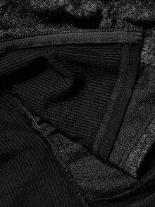SHEIN MOD 大码女款二合一连帽卫衣，黑灰色撞色纽扣门襟 - 彩色 - 查看 6