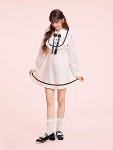 CUCCOO DOLLMOD 1双女士时尚黑色漆皮方头粗跟蝴蝶结玛丽珍鞋 - 黑色 - 查看 6