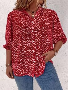 EMERY ROSE Plus Size Women's Lantern Sleeve Floral Print Blouse Women Shirt
