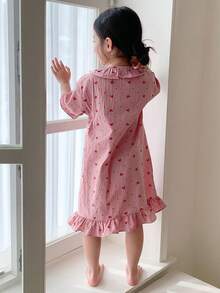 Dazy Kids 少女前扣短袖简约全身心印花睡衣，女童夏季服装