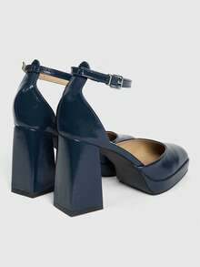 Sugerpunk Women's Mary Jane Wedding Shoes With Platform And Chunky Heel - Blue - View 3