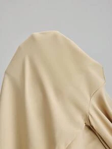 Ontre 2026春夏新款女士中长连衣裙，卡其色、纯色、咖啡色，简约优雅，适合各种场合，包括节日派对、办公、职业装、休闲女装、百搭都市风、宾客装、返校季、舒适休闲、通勤必备、时尚百搭女装、外套、系带、纽扣、开衩。 - 卡其色 - 查看 7