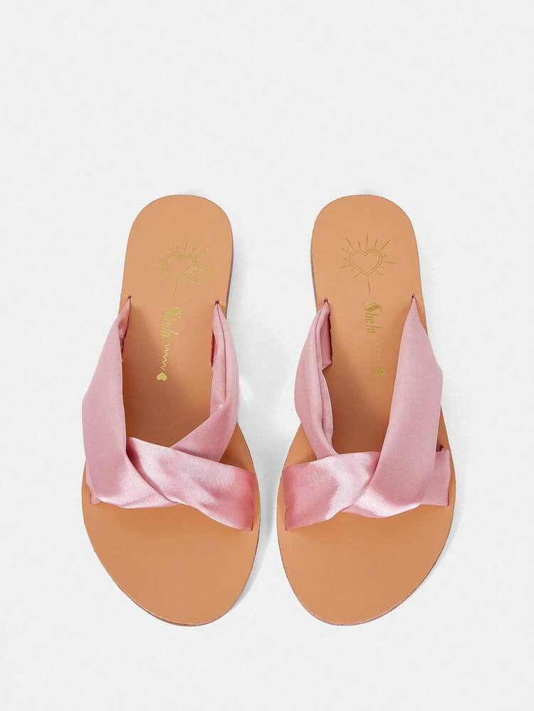 Women'S Fashionable Pink Flat Sandals