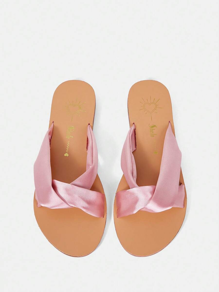 Sandalias Planas Rosa De Moda Para Mujeres - Rosa - Ver 1
