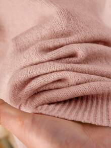 CosyJoli Sweater Rajut Longgar Kasual Lengan Raglan Leher Bulat untuk Wanita Ukuran Plus, Warna Pink Musim Gugur/Dingin - Baby Pink - View 6