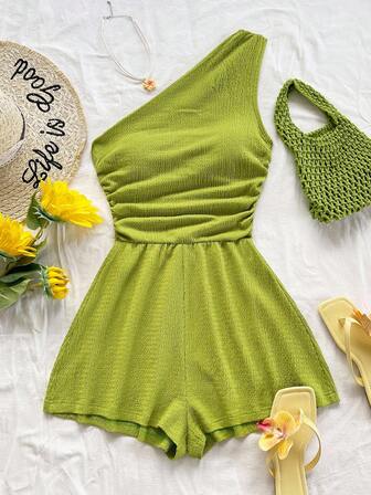 Soleia 女士加大码休闲裹身连体衣，肩部镂空设计，适合秋季穿着