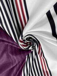 SHEIN LUNE Áo thun nữ cổ tròn tay dài kẻ sọc dáng rộng thời trang xuân thu áo thun họa tiết cho nữ mùa xuân - Nhiều màu - Xem 5