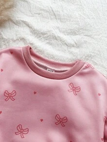 Vintaside Kids 女童春秋季圆领长袖简约时尚连帽衫搭配休闲时尚紧身裤套装，适合露营、度假或温和天气下的日常休闲穿着 - 珊瑚粉 - 查看 5