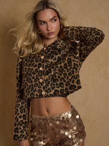 Glamine Women's Elegant Sexy Leopard Print Short Jacket - Multicolor - View 6