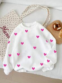 EMERY ROSE Women's Heart Print Crew Neck Sweatshirt, Valentine's Day - Multicolor - View 1