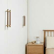 1pc Modern Simple Wooden Furniture Cabinet Drawer Pull Handle, Oak Or Walnut Wood - Multicolor - View 3