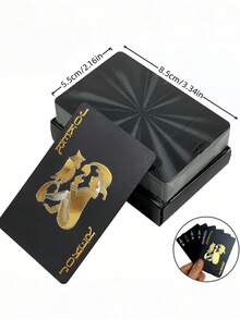 1 pieza Cartas de juego flexibles y impermeables con caja, diseño genial para fiestas, juegos, regalos y celebraciones, cartas de juego negras para regalar - Multicolor - Ver 3