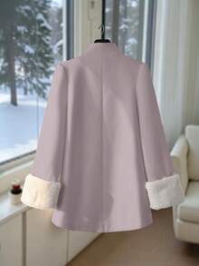 GlowEve Women's Elegant Bow Decor Overcoat, Autumn/Winter - Pink - View 2
