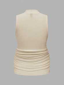 Modmama Top bez rękawów dla kobiet w ciąży w jednolitym kolorze, ze stójką, prosty, swobodny, marszczony - Wielokolorowe - Zobacz 8