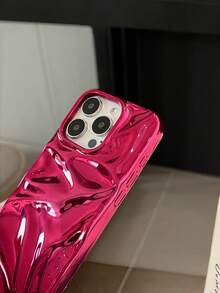 1 件装 3D 亮面单色波浪纹手机壳，兼容 16/15/14/13/12/11 Pro Max Plus，奢华闪亮防震保护套，纤薄贴合，日常使用礼品 - 玫紅色 - 查看 10