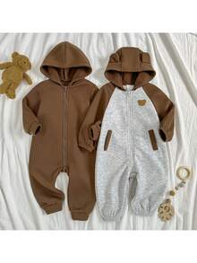 Loomiva 2件套男婴熊图案连帽长袖连体衣套装 - 彩色 - 查看 5