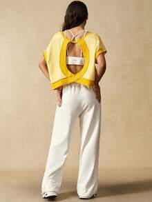 VARSIVA 女士爱心印花圆领蝙蝠袖露背运动T恤 - 彩色 - 查看 2