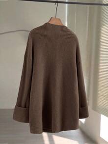 GlowEve 新款时尚女士开衫，欧美时尚百搭简约时尚针织上衣 - 棕色 - 查看 2