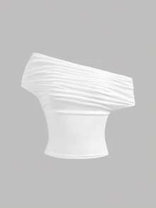 SHEIN Girlism Áo ba lỗ cổ xếp ly trơn màu cho bé gái tuổi teen, đen/trắng/đỏ, đa năng và thời trang - Nhiều màu - Xem 4