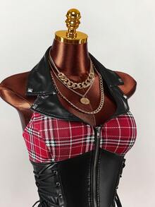 Amplova Maiouri de vară pentru femei, mărime plus, cu fermoar frontal, fără spate, cu halter, punk, rock, gotic, vară, gotic, negru, cowgirl, Y2K - Negru - Vizualizare 5