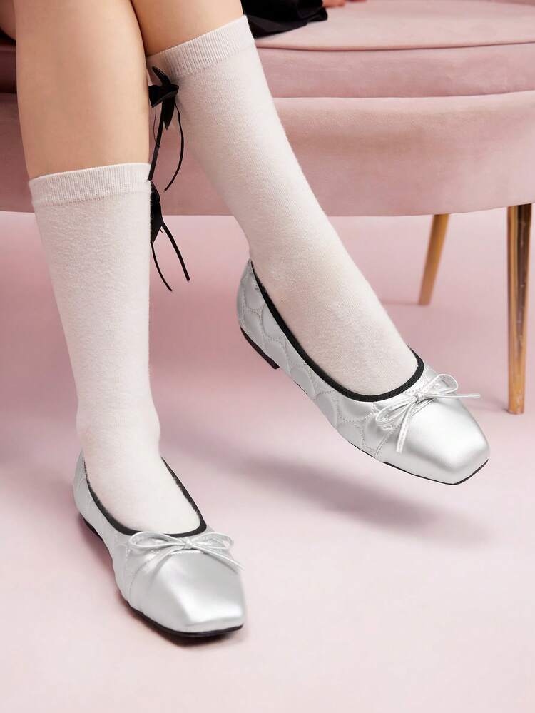 Woman Shoes Solid Color Flat Shoes With Bow Decoration For Spring And Summer