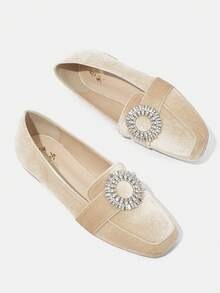 Champagne Colored Korean Velvet Flat Fashionable Comfortable Woman Shoes Flat Shoes For Spring And Summer - Champagne - View 5