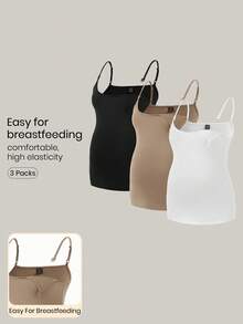 Modmama Maternity Solid Color Nursing Cami Top - Khaki - View 1