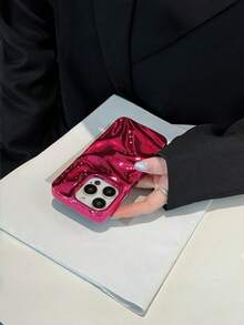 1 件装 3D 亮面单色波浪纹手机壳，兼容 16/15/14/13/12/11 Pro Max Plus，奢华闪亮防震保护套，纤薄贴合，日常使用礼品 - 玫紅色 - 查看 11