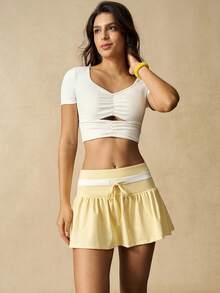 VARSIVA Shorts deportivos con cintura con cordón y bolsillo de color contrastante - Multicolor - Ver 6