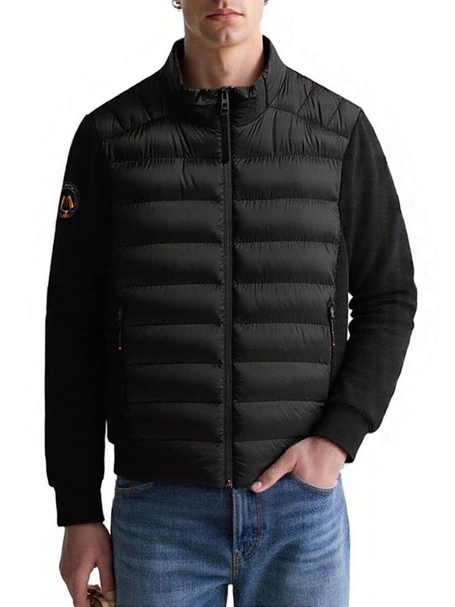 Men's Hybrid Bomber Jacket Black - Black - View 1