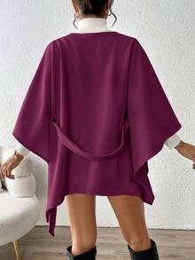 SHEIN PETITE 时尚休闲百搭女式外套，秋冬季 - 中紫紅色 - 查看 2