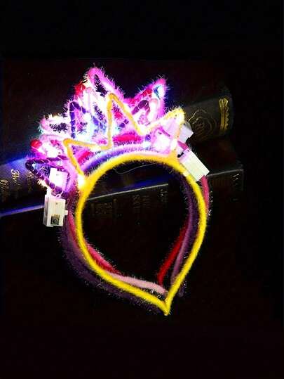 5 PIEZAS Diademas con luces LED con 3 modos de parpadeo - Accesorios para el cabello de plástico vibrante para decoración del aula, fiestas, conciertos, fotos, cumpleaños, decoración de otoño, bodas y regalos