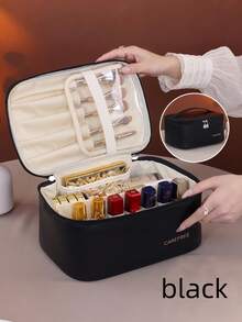 1 件装大容量 PU 防水便携旅行化妆包独特设计女士化妆品收纳包储物柜装饰梳妆台洗漱包桌面收纳包化妆包化妆袋旅行必备化妆品收纳包梳妆台配件 - 彩色 - 查看 15