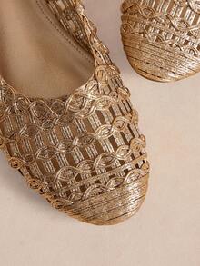 Rosivie Giày lười đế bằng thiết kế rỗng thời trang thường ngày dành cho nữ - Màu be - Xem 5