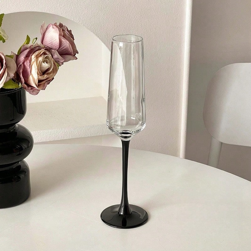 1个精美玻璃高脚杯 - 香槟杯、时尚气泡水杯、简约鸡尾酒杯、微醺葡萄酒杯、果汁和冷饮杯、节日礼物、纪念品