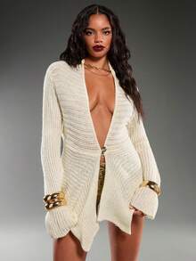 Normani Thu 2025 Mới! Áo khoác len cardigan nữ màu trắng kem - Trang phục công sở thoải mái, không thể thiếu khi đi làm/đi chơi. Thiết kế cài nút phía trước, lý tưởng cho nữ doanh nhân chuyên nghiệp. Phong cách cổ điển, hoàn hảo cho việc đi làm hàng ngày, trang phục giáo viên. Thời trang & đa năng thiết yếu cho trang phục công sở nữ mùa thu - trắng - Xem 2