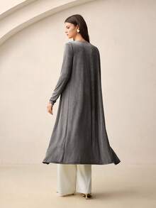 BizChic Women's Long Front Open Cardigan, Urban Chic Commuter Business Casual, Autumn/Winter