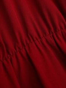 Sweetra Váy dài tay họa tiết hoa cỡ lớn cho nữ, eo thon, thường ngày - Màu Đỏ Sâu - Xem 4