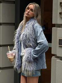 Aloruh Women's Y2K Faux Fur Oversized Coat, Suitable For Casual Outings, Autumn/Winter - Multicolor - View 5