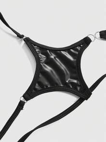 ROMWE Grunge Punk Women's Dark Punk Y2K Music Festival Party Cross Stud Lace-Up Sexy Bralette - Black - View 3